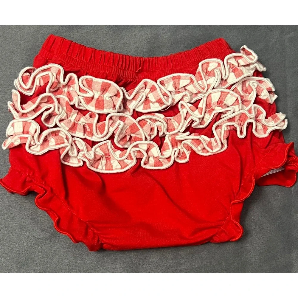 Baby Red Ruffle Butt Diaper Cover Bloomers Red Gingham Ruffles 6 Months